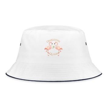 Mahjong Charleston Queen Flamingo - Bucket Hat - Weiß/Navy - Vorne