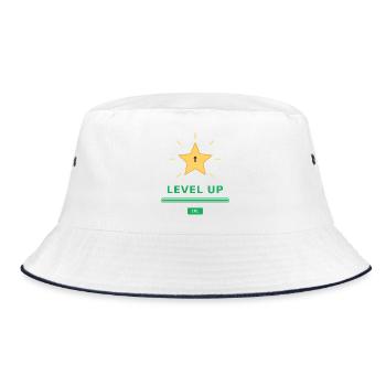 Level Up IRL – Gamer Motivation - Bucket Hat - white/navy - Front