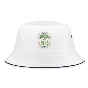 Lehrerin mit Herz! - Bucket Hat - Weiß/Navy - Vorne