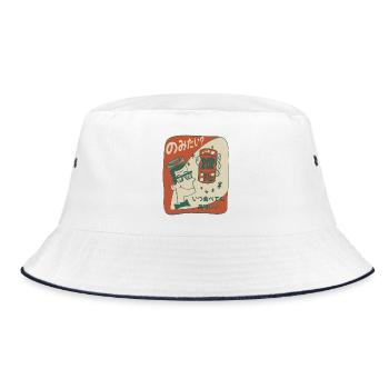 Retro Japan Pop-Fizz Cartoon - Bucket Hat - Weiß/Navy - Vorne