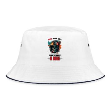 Real Men Ride Bike - Bucket Hat - white/navy - Front