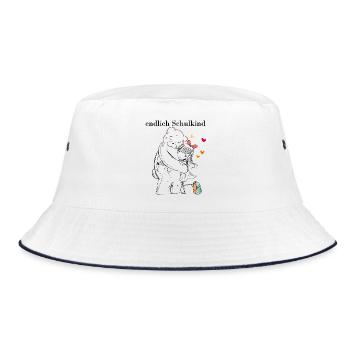Schulanfang - Bucket Hat - Weiß/Navy - Vorne