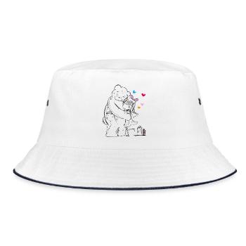 Teddy goes on vacation - Bucket Hat - white/navy - Front