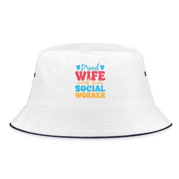 Citation d’un travailleur social : fière épouse d’un travailleur social - Bob - blanc/marine - Devant