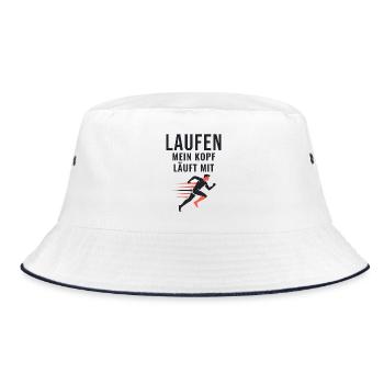 Laufen Mein Kopf Läuft Mit Läufer Geschenk - Bucket Hat - Weiß/Navy - Vorne