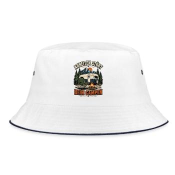 Arbeiten stört beim Campen – Camper Spruch - Bucket Hat - Weiß/Navy - Vorne