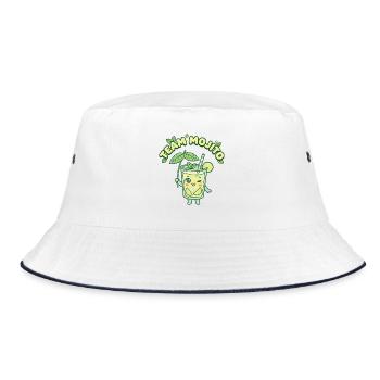 JGA Mojito Cocktail Barkeeper - Bucket Hat - Weiß/Navy - Vorne