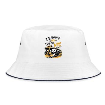 Taxi New York City Yellow Humor NYC Meme - Bucket Hat - white/navy - Front
