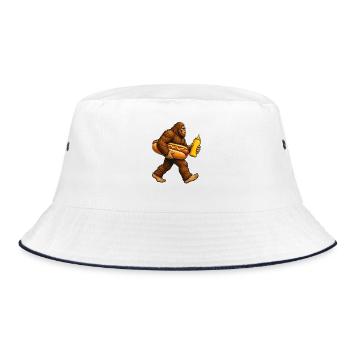 4th of July Bigfoot Hot Dog – Fun Hot Dog with B - Bucket Hat - white/navy - Front