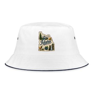 Idaho The Gem State Vintage Travel Sticker - Bucket Hat - white/navy - Front