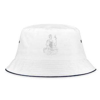 James K. Polk at BBQ Grilling - Bucket Hat - white/navy - Front
