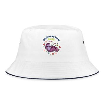 Stitching My Stress Away Funny Crochet Lover - Bucket Hat - white/navy - Front