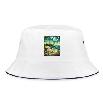  Puerto Plata Karibik Strand und Leuchtturm - Bucket Hat - Weiß/Navy - Vorne