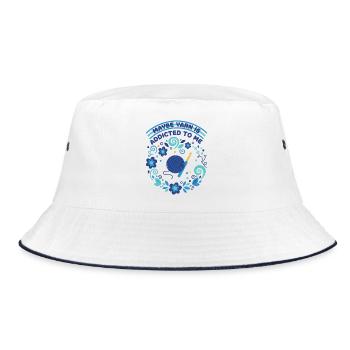 Vielleicht ist Garn süchtig nach mir, lustiger Häkelliebhaber - Bucket Hat - Weiß/Navy - Vorne