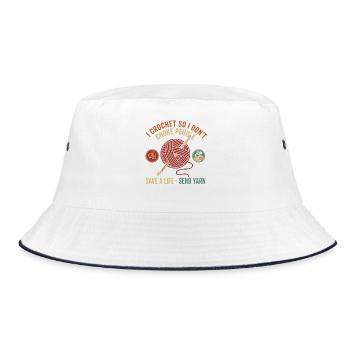 Funny Crochet I Crochet So I Dont Choke People - Bucket Hat - white/navy - Front