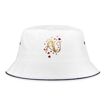 Golden AU Monogram with Hearts - Bucket Hat - white/navy - Front