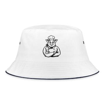 Chef Pig - Bucket Hat - white/navy - Front
