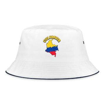 Map Of Colombian Flag Colombia - Bucket Hat - white/navy - Front