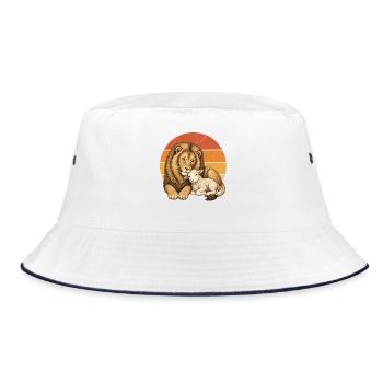 lion and lamb - Bucket Hat - white/navy - Front