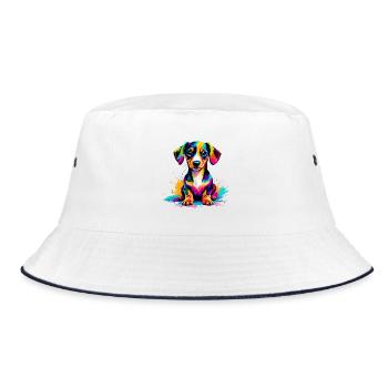 Colorful puppy color explosion - Bucket Hat - white/navy - Front