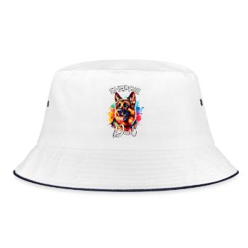 Deutscher Schäferhund Papa - Bucket Hat - Weiß/Navy - Vorne