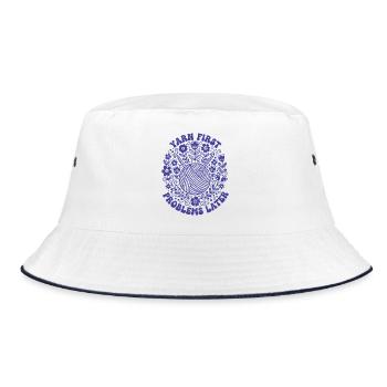 Yarn First Problems Later Funny Crochet Lover - Bucket Hat - white/navy - Front