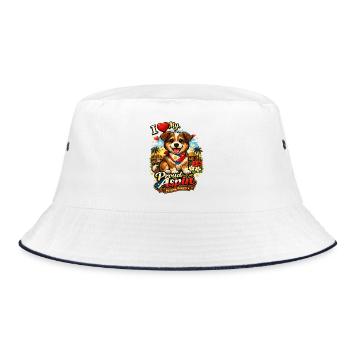Aspin-Hund – Stolz der Philippinen - Bucket Hat - Weiß/Navy - Vorne