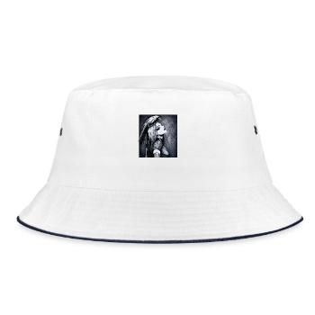 Raven Portrait Gothic Style - Bucket Hat - white/navy - Front