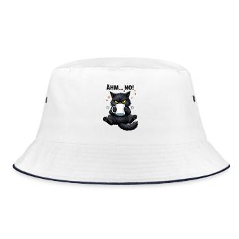 Morgenmuffel Katze mit Kaffee Ähm No - Bucket Hat - Weiß/Navy - Vorne