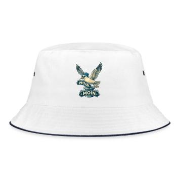 Coole Möwe Moin Moin Norddeutschland - Bucket Hat - Weiß/Navy - Vorne