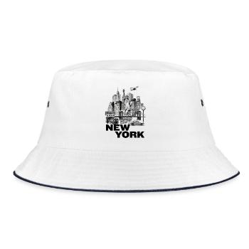 New York Vintage Cityscape Collage - Bucket Hat - white/navy - Front