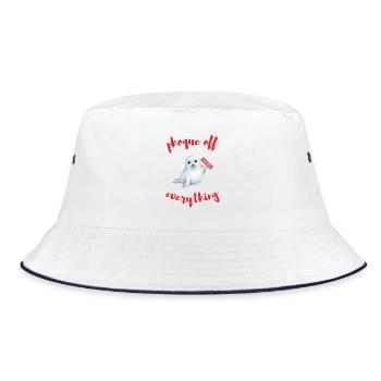 Seal Off Everything - Finger Sign - Bucket Hat - white/navy - Front