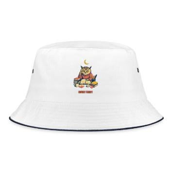 Night Shift Owl – Eule Nachtschicht - Bucket Hat - white/navy - Front
