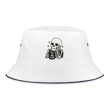 Too Tired To Exist Skeleton Coffee Mug - Bucket Hat - white/navy - Front