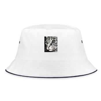 Hypnotic cat gaze in space - Bucket Hat - white/navy - Front