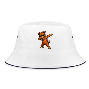 Dabbing Irish Terrier im Comic Stil - Bucket Hat - Weiß/Navy - Vorne