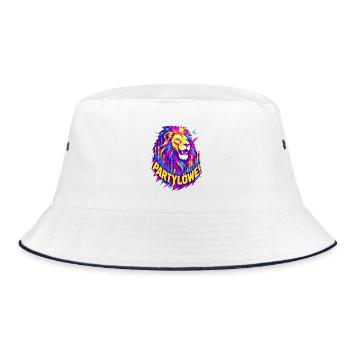 Partylöwe – Neon Löwe Electro & Festival - Bucket Hat - Weiß/Navy - Vorne