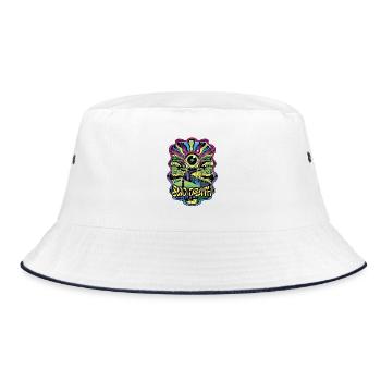 Ego Tod Psytrance – Rave-Outfit Psy Trance Goa - Bucket Hat - Weiß/Navy - Vorne