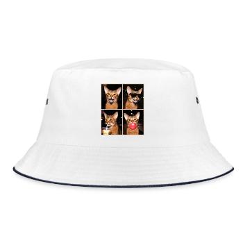 Cats American Bobtail Cat - Bucket Hat - white/navy - Front