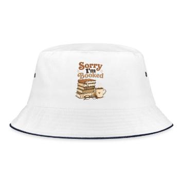 Sorry I'm Booked Reading Books Retro - Bucket Hat - white/navy - Front