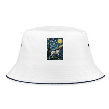 English Pointer Starry Night - Dog Dad Bird Dog - Bucket Hat - white/navy - Front