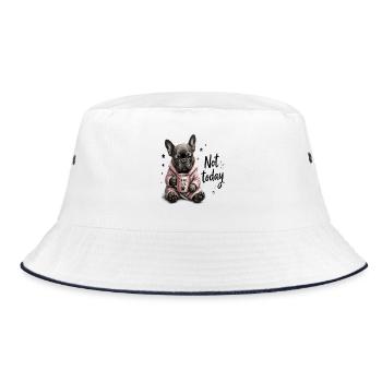 Not Today Coffee Please Tired French Bulldog - Bucket Hat - white/navy - Front
