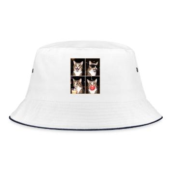 Cats American Bobtail Cat - Bucket Hat - white/navy - Front