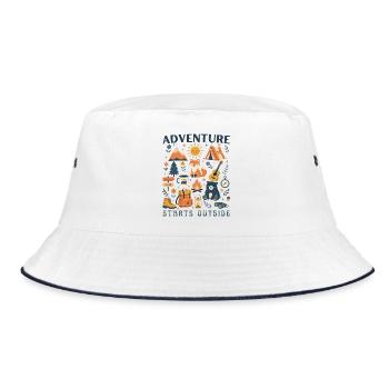 Adventure Starts Outside Borderless Camping Hiking - Bucket Hat - white/navy - Front