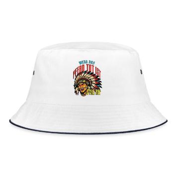 Indianische Weisheit: Kein totes Pferd reiten! - Bucket Hat - Weiß/Navy - Vorne