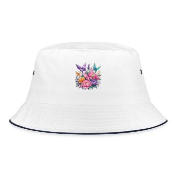 Origami Wings Floral Splendour - Bucket Hat - white/navy - Front