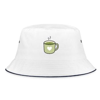 Tasse en forme de cœur au thé matcha Kawaii - Bob - blanc/marine - Devant