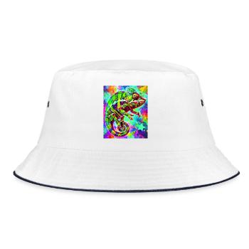 chameleon - Bucket Hat - white/navy - Front