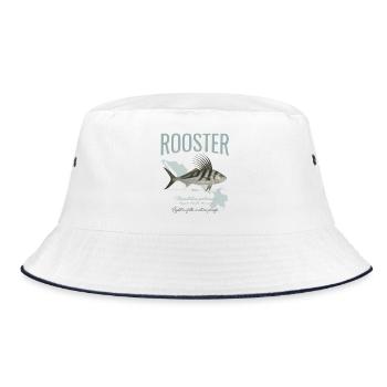 Rooster Fisch Inshore Angeln im Pazifik in Amerika - Bucket Hat - Weiß/Navy - Vorne