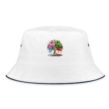 Four Seasons Tree Art - Bucket Hat - white/navy - Front